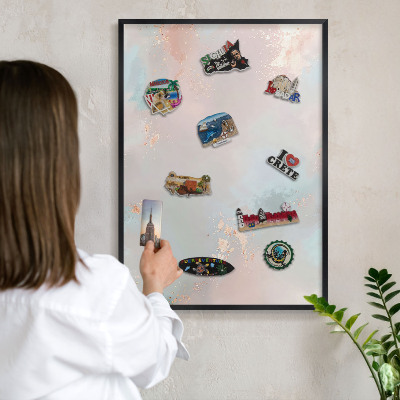 Panou magnetic mural decorativ cadru negru Armonie pastelată