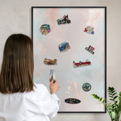 Panou magnetic mural decorativ cadru negru Armonie pastelată