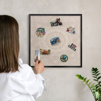 Panou magnetic mural decorativ cadru negru Mandala decorativă