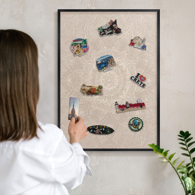 Panou magnetic mural decorativ cadru negru Mandala decorativă