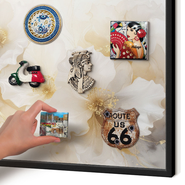 Panou magnetic mural decorativ cadru negru Flori pastelate