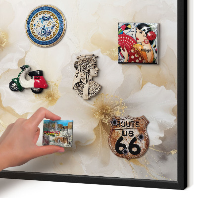 Panou magnetic mural decorativ cadru negru Flori pastelate