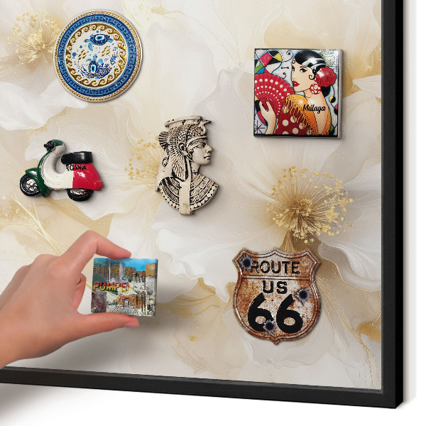 Panou magnetic mural decorativ cadru negru Flori pastelate