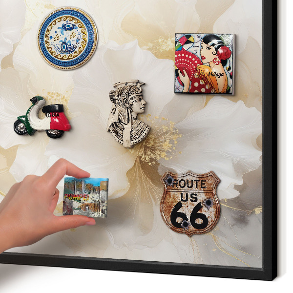 Panou magnetic mural decorativ cadru negru Flori pastelate