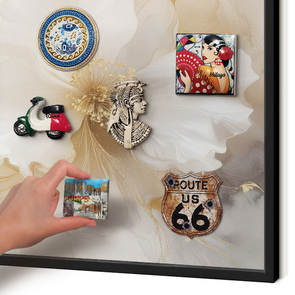Panou magnetic mural decorativ cadru negru Flori pastelate