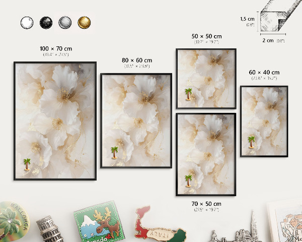 Panou magnetic mural decorativ cadru negru Flori pastelate
