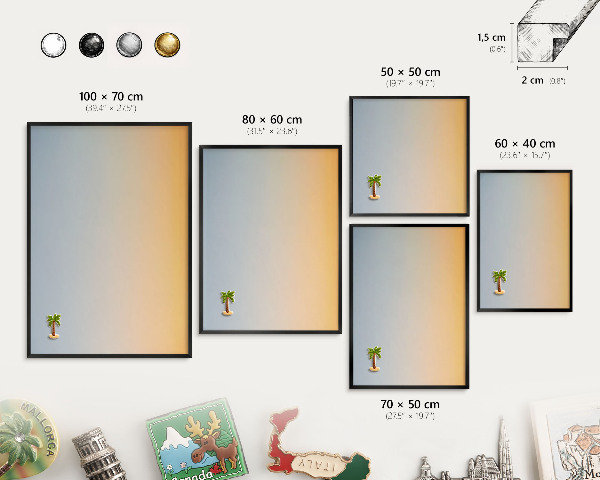 Panou magnetic mural decorativ cadru negru Gradient pastel