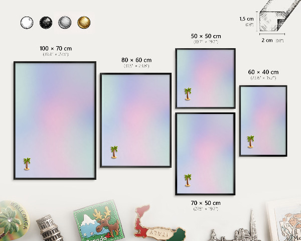 Panou magnetic mural decorativ cadru negru Gradient pastel