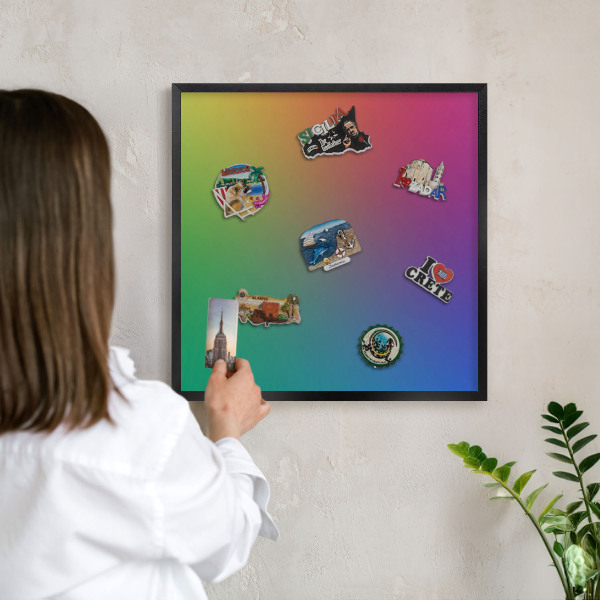 Panou magnetic mural decorativ cadru negru Gradient de curcubeu