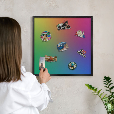 Panou magnetic mural decorativ cadru negru Gradient de curcubeu