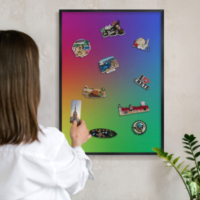 Panou magnetic mural decorativ cadru negru Gradient de curcubeu