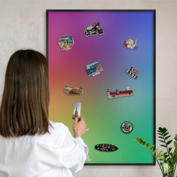 Panou magnetic mural decorativ cadru negru Gradient de curcubeu