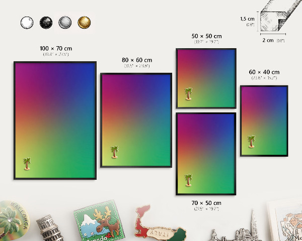 Panou magnetic mural decorativ cadru negru Gradient de curcubeu