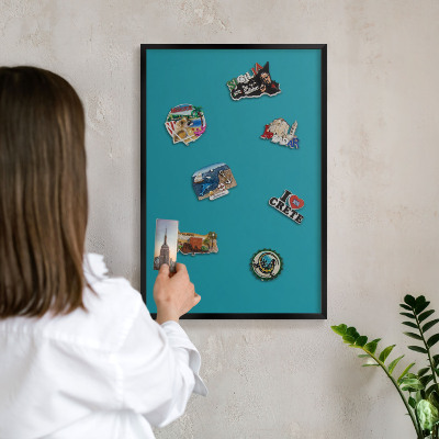 Panou magnetic mural decorativ cadru negru Turcoaz rece