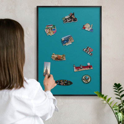 Panou magnetic mural decorativ cadru negru Turcoaz rece