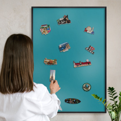 Panou magnetic mural decorativ cadru negru Turcoaz rece