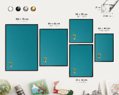 Panou magnetic mural decorativ cadru negru Turcoaz rece