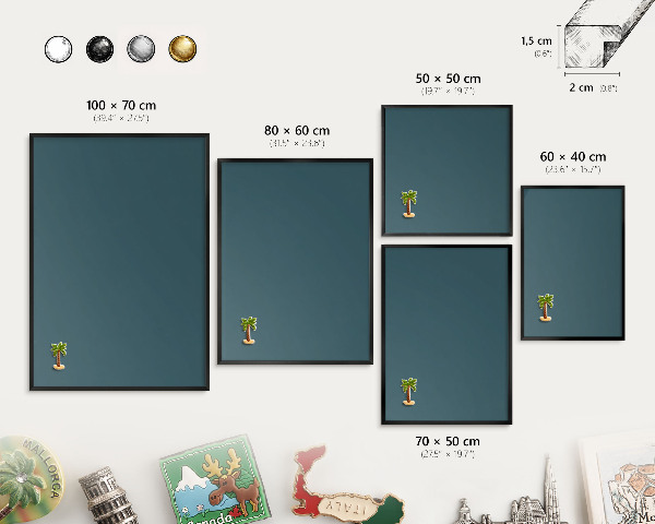 Panou magnetic mural decorativ cadru negru Turcoaz închis