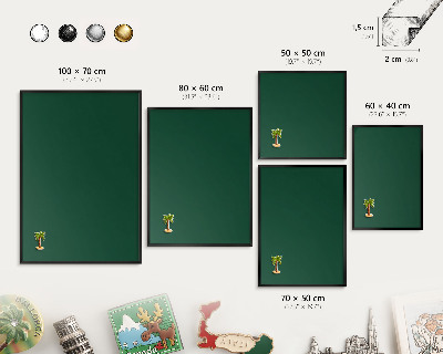 Tablă metalică pentru magneți din călătorii în cadru negru Verde sticlă
