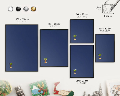 Panou magnetic mural decorativ cadru negru Albastru marin intens