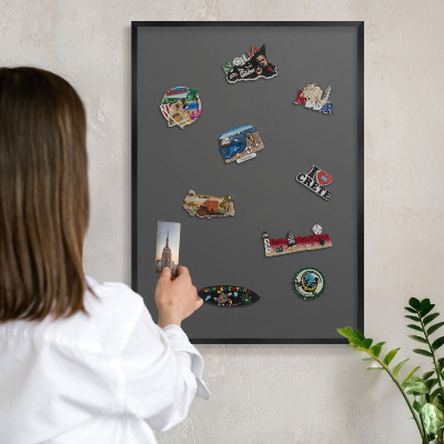 Panou magnetic mural decorativ cadru negru Gri închis