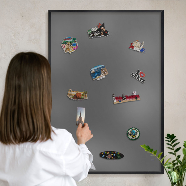 Panou magnetic mural decorativ cadru negru Gri închis