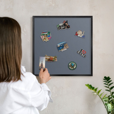 Panou magnetic mural decorativ cadru negru Gri rece