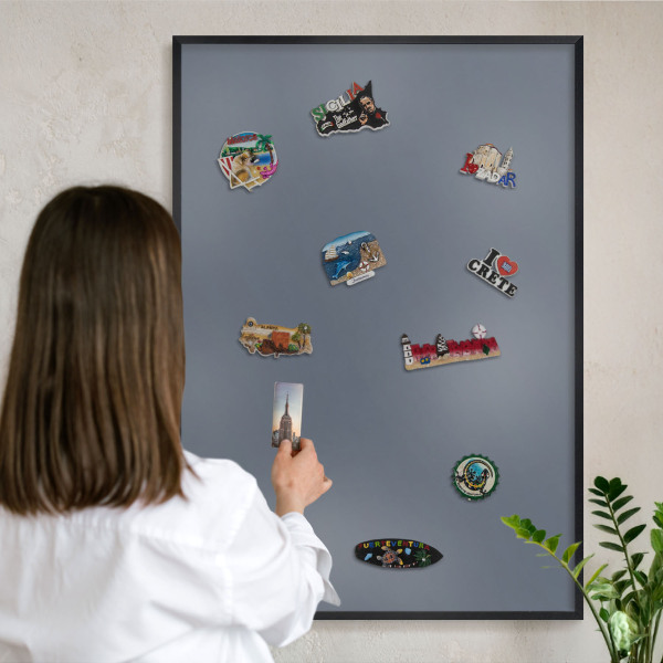 Panou magnetic mural decorativ cadru negru Gri rece