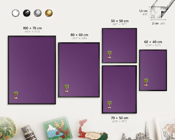 Panou magnetic mural decorativ cadru negru Violet puternic