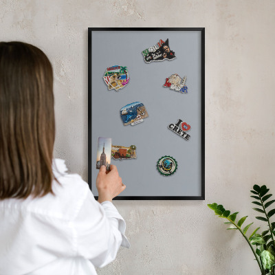 Panou magnetic mural decorativ cadru negru Gri delicat