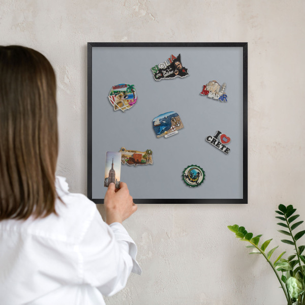 Panou magnetic mural decorativ cadru negru Gri delicat