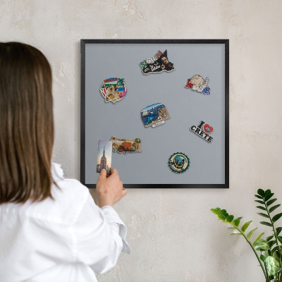 Panou magnetic mural decorativ cadru negru Gri delicat