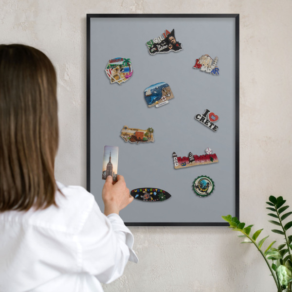 Panou magnetic mural decorativ cadru negru Gri delicat