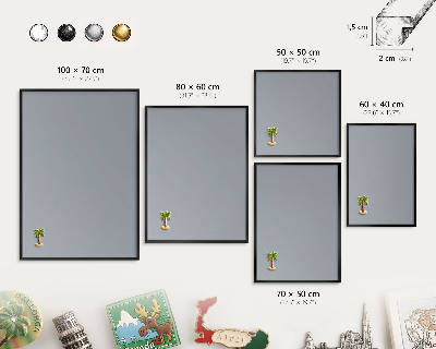 Panou magnetic mural decorativ cadru negru Gri delicat
