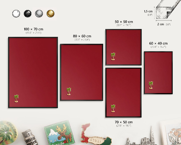 Panou magnetic mural decorativ cadru negru Burgundie deschisă