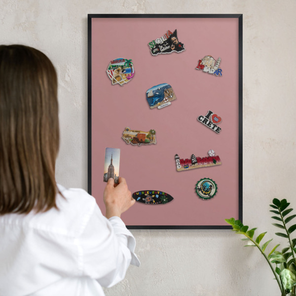 Panou magnetic mural decorativ cadru negru Roz pastelat