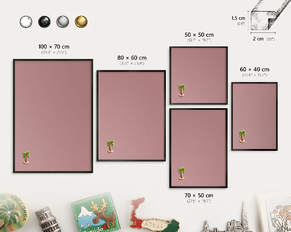 Panou magnetic mural decorativ cadru negru Roz pastelat