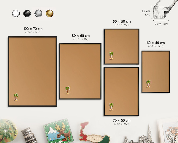 Panou magnetic mural decorativ cadru negru Portocaliu mat