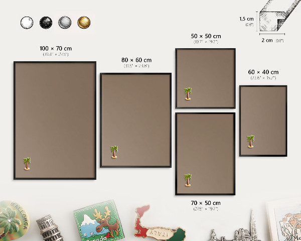 Panou magnetic mural decorativ cadru negru Maro neutru