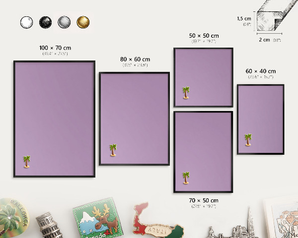 Panou magnetic mural decorativ cadru negru Violet deschis