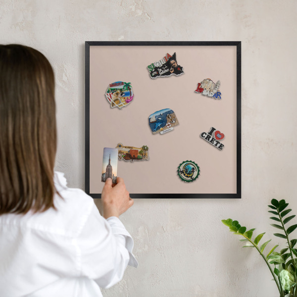 Panou magnetic mural decorativ cadru negru Roz bej