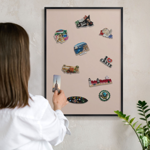 Panou magnetic mural decorativ cadru negru Roz bej
