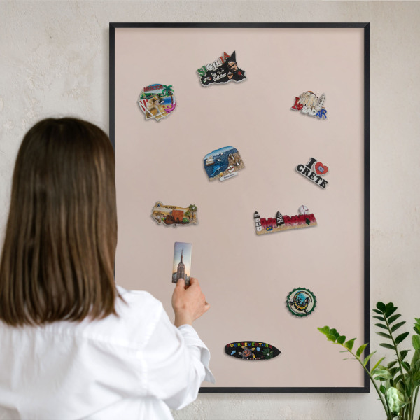 Panou magnetic mural decorativ cadru negru Roz bej