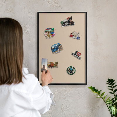 Panou magnetic mural decorativ cadru negru Portocaliu bej