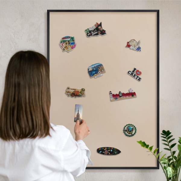 Panou magnetic mural decorativ cadru negru Portocaliu bej