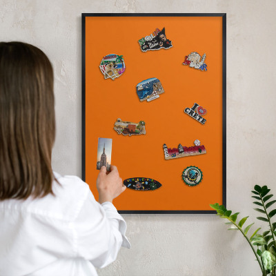 Panou magnetic mural decorativ cadru negru Portocaliu puternic