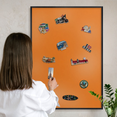 Panou magnetic mural decorativ cadru negru Portocaliu puternic