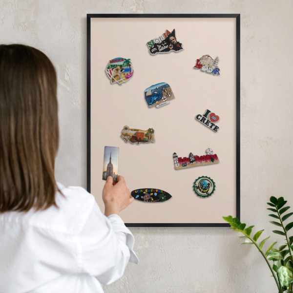 Panou magnetic mural decorativ cadru negru Bej cald
