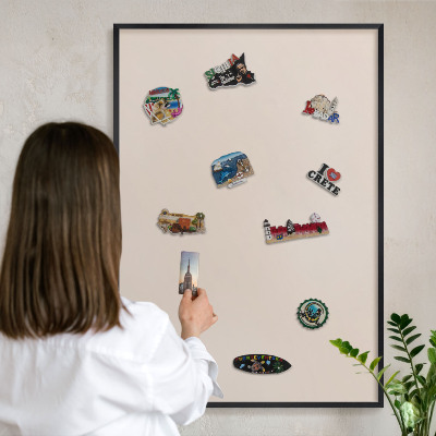 Panou magnetic mural decorativ cadru negru Bej cald