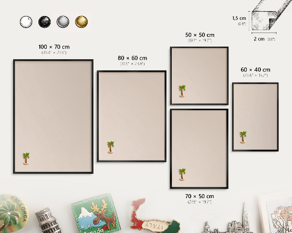 Panou magnetic mural decorativ cadru negru Bej cald